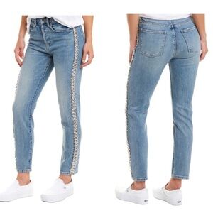PISTOLA Nico High Rise Mom Ankle Straight Embellished Jeans in Duality